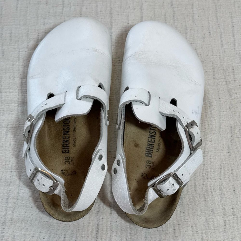 BIRKENSTOCK Tokio Natural Leather Unisex Size M5/W7 White *flaws*